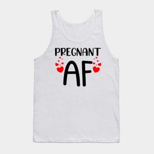 Pregnant AF. Funny Pregnancy Design For Mama To Be. Black and Red Tank Top